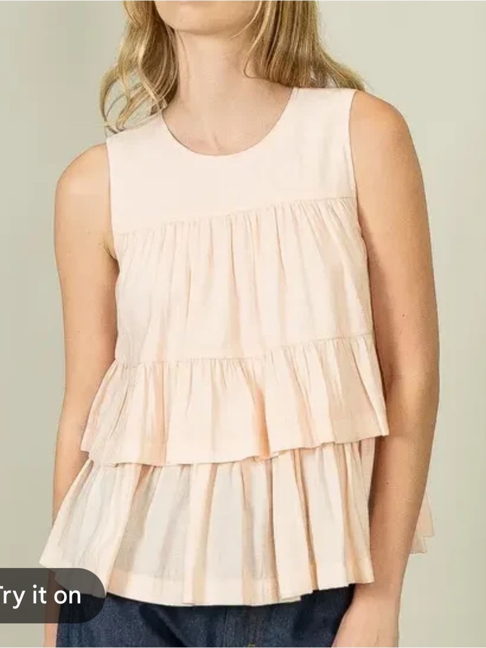 Sleeveless Tiered Ruffle Blouse in Light Pink